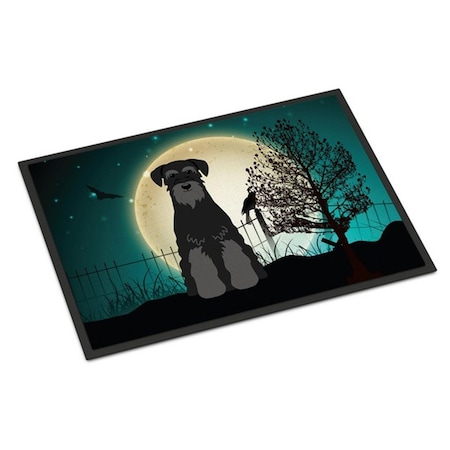 Jensendistributionservices Halloween Scary Standard Schnauzer Black Indoor or Outdoor Mat, 24 x 0.25 x 36 in. MI2549590